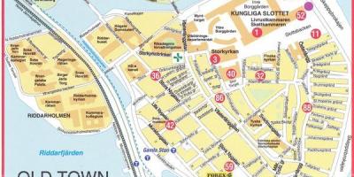 Mapa starego miasta w Sztokholmie, Szwecja