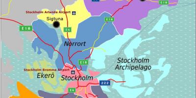 Mapa przedmieściach Sztokholmu