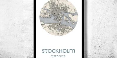 Mapa Sztokholmu, mapa, plakat, 