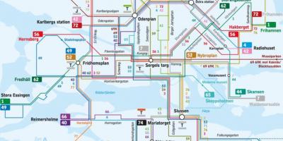 Sztokholm linie autobusowe na mapie