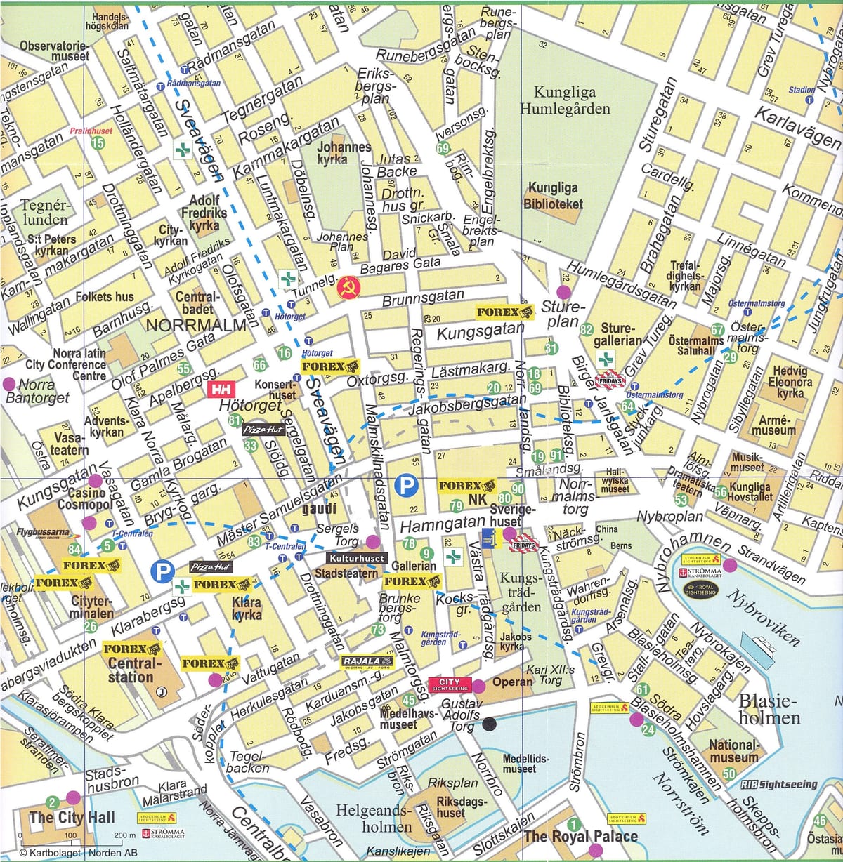 mapa centrum Sztokholmu