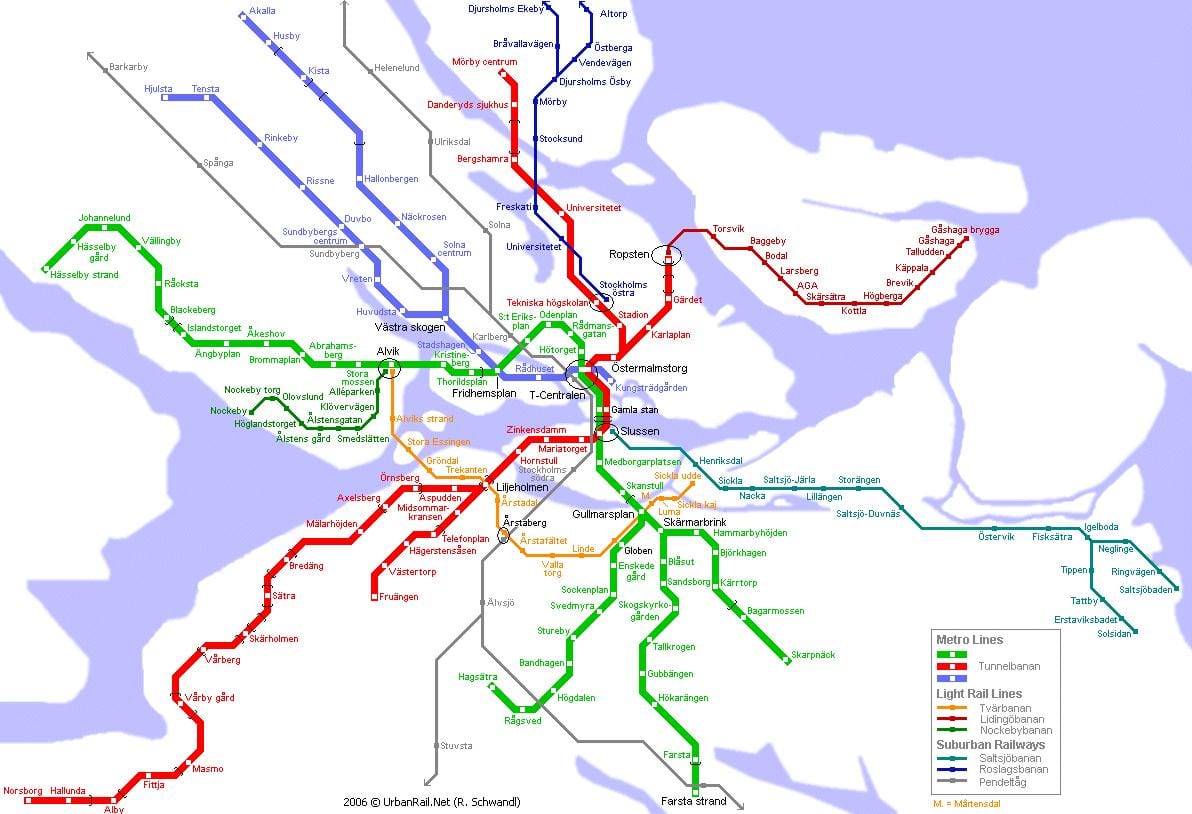 mapa pendeltåg mapie Sztokholm