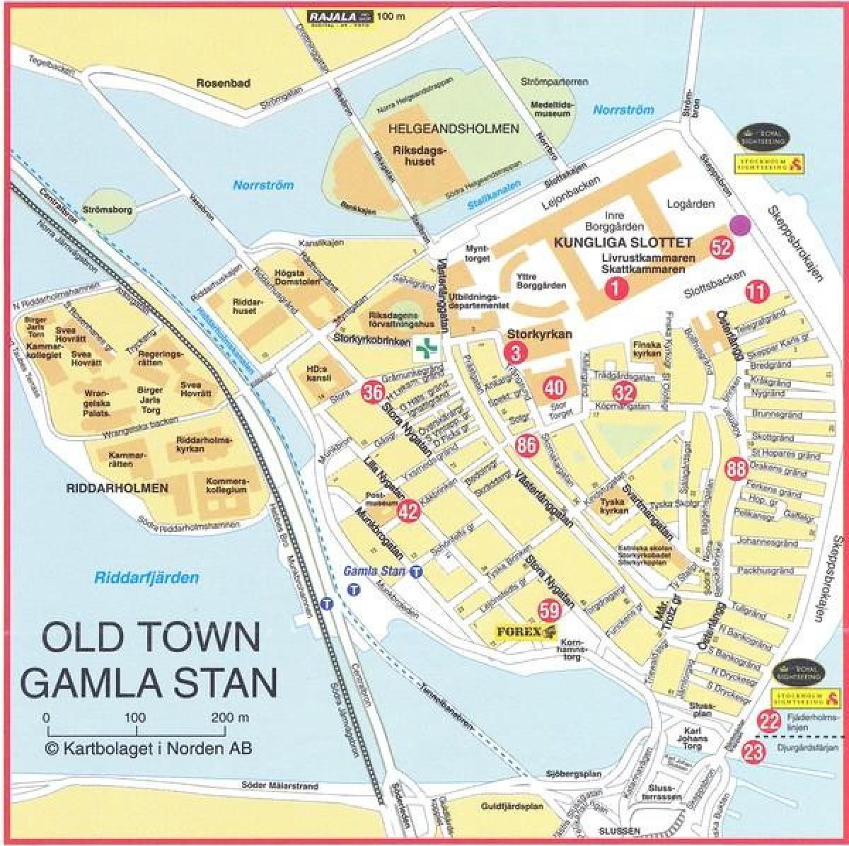 mapa starego miasta w Sztokholmie, Szwecja