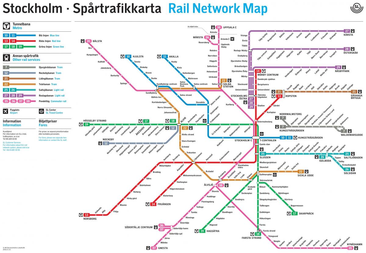 Sztokholm sieci kolejowej na mapie