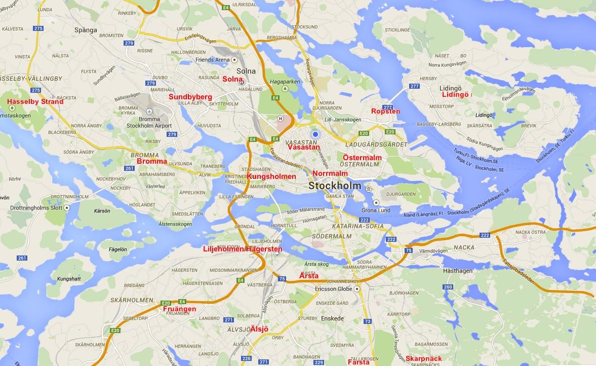 mapa Sztokholm