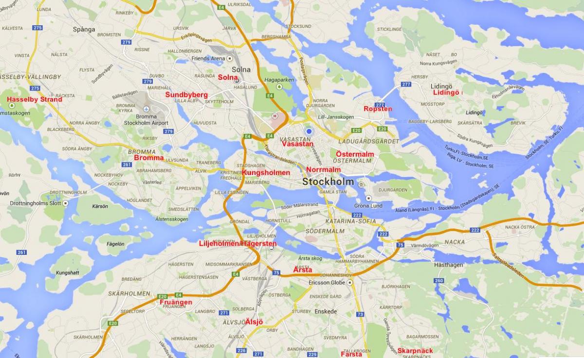 mapa Sztokholmu dzielnice