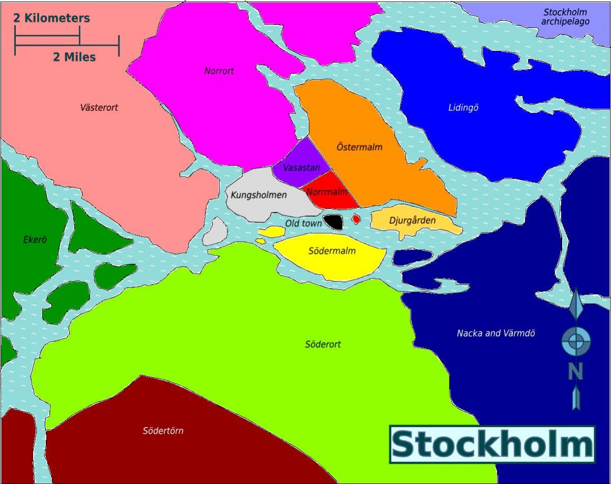 mapa dzielnic Sztokholmu