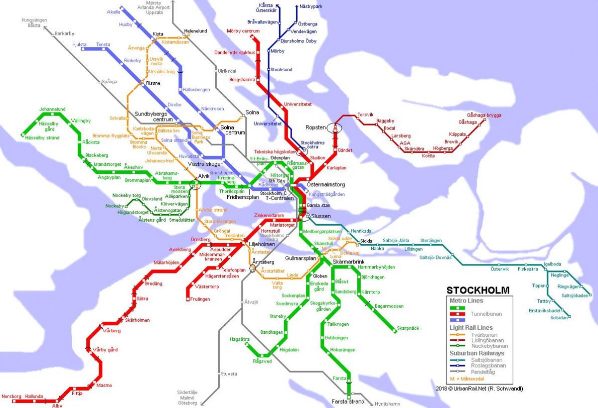 Szwecja tunnelbana mapie